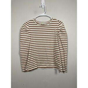 Boden Cream and Brown Striped Long Sleeve Tee